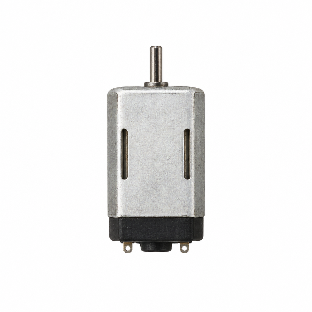 Flat Small Motor 270 with slim silver casing and top output shaft