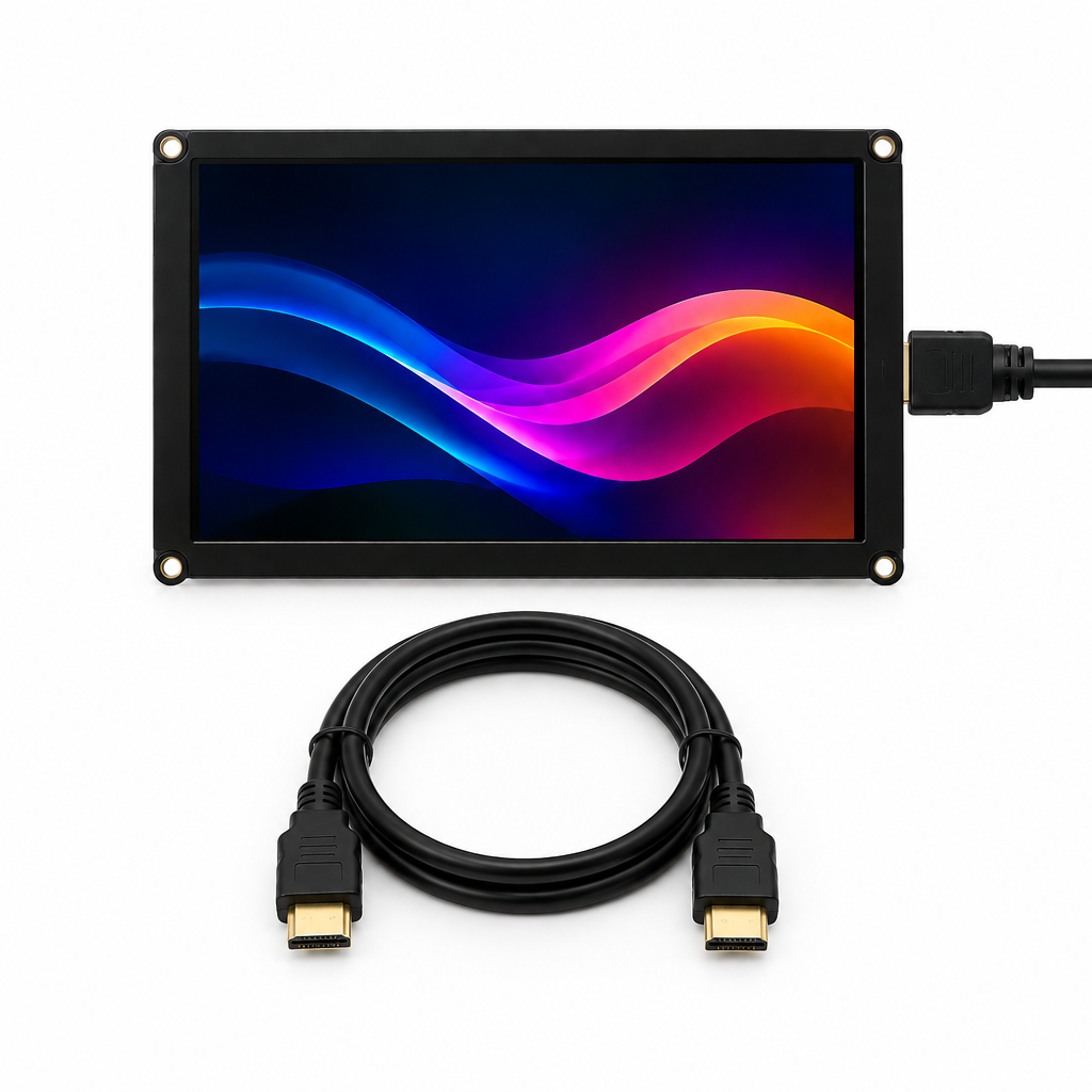 Standalone 5-inch TFT HDMI display with no Raspberry Pi board on a clean white background