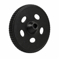 Wheel 53 thin black robot wheel with raised dome-shaped hub and open centre hole